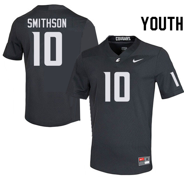 Youth #10 Leyton Smithson Washington State Cougars College Football Jerseys Stitched-Charcoal